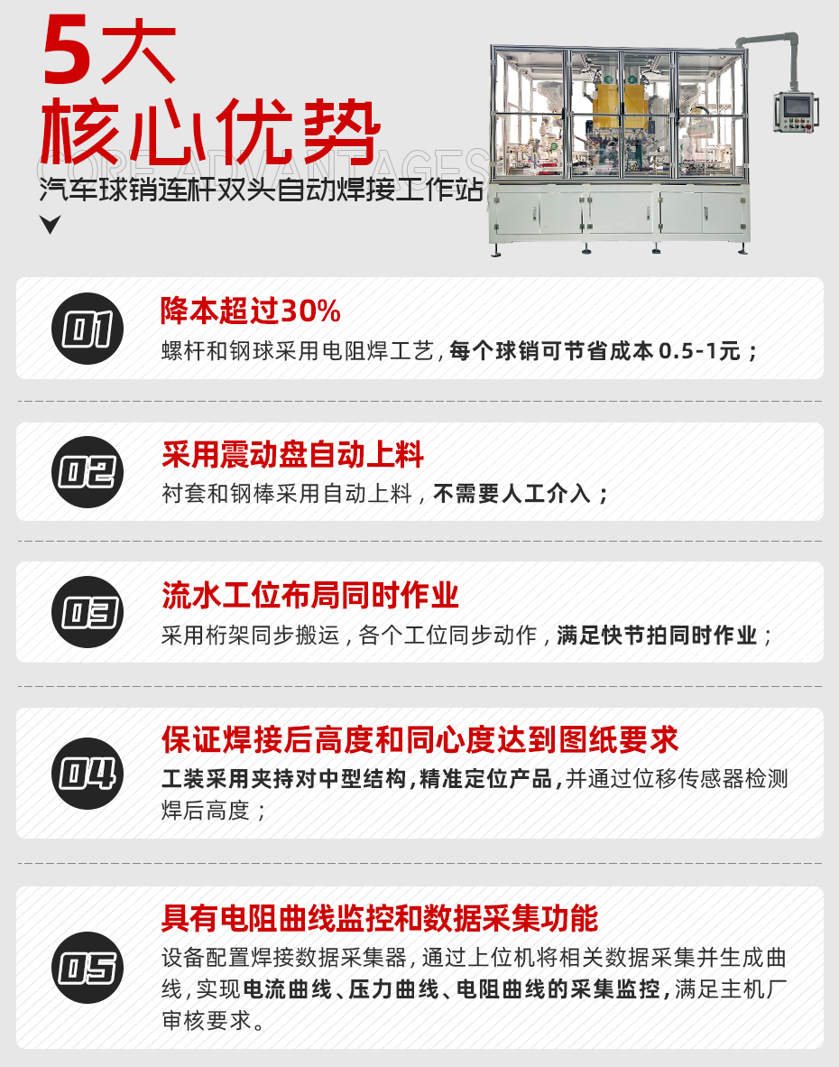 汽車球銷連桿雙頭自動(dòng)焊接工作站詳情核心優(yōu)勢(shì)