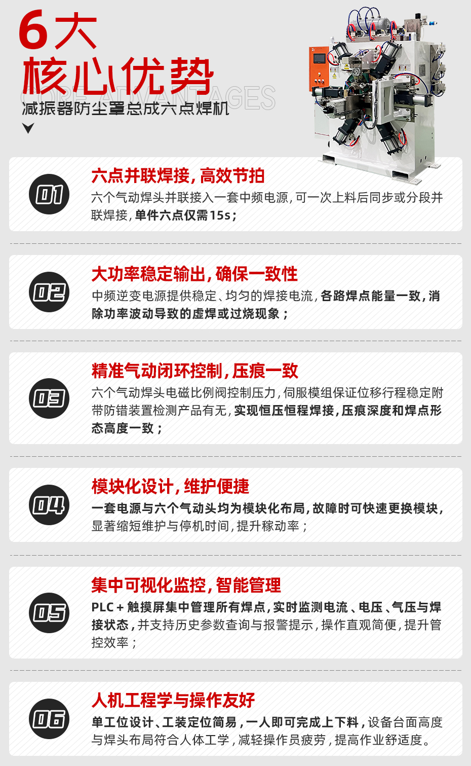 減振器防塵罩總成六點焊機詳情核心優勢